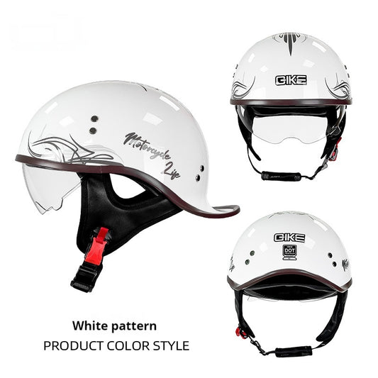 Electric Bicycle Retro Motorcycle Rocker Tail Half Helmet