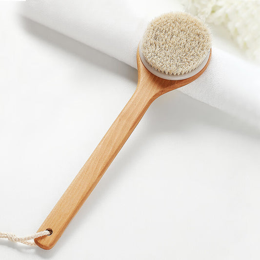 Long Handle Pig Bristle Wooden Soft Fur Bath Brush