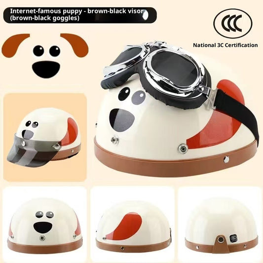 Electric Car Four Seasons Universal Men's Cute Warm Helmet