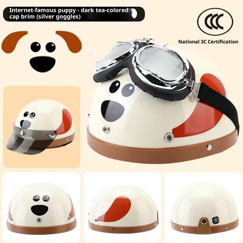 Electric Car Four Seasons Universal Men's Cute Warm Helmet