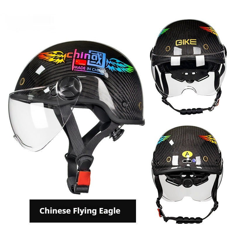 Carbon Fiber Half Helmet Electric Car Motorcycle Motorcycle Summer Men And Women Riding Helmet 3C