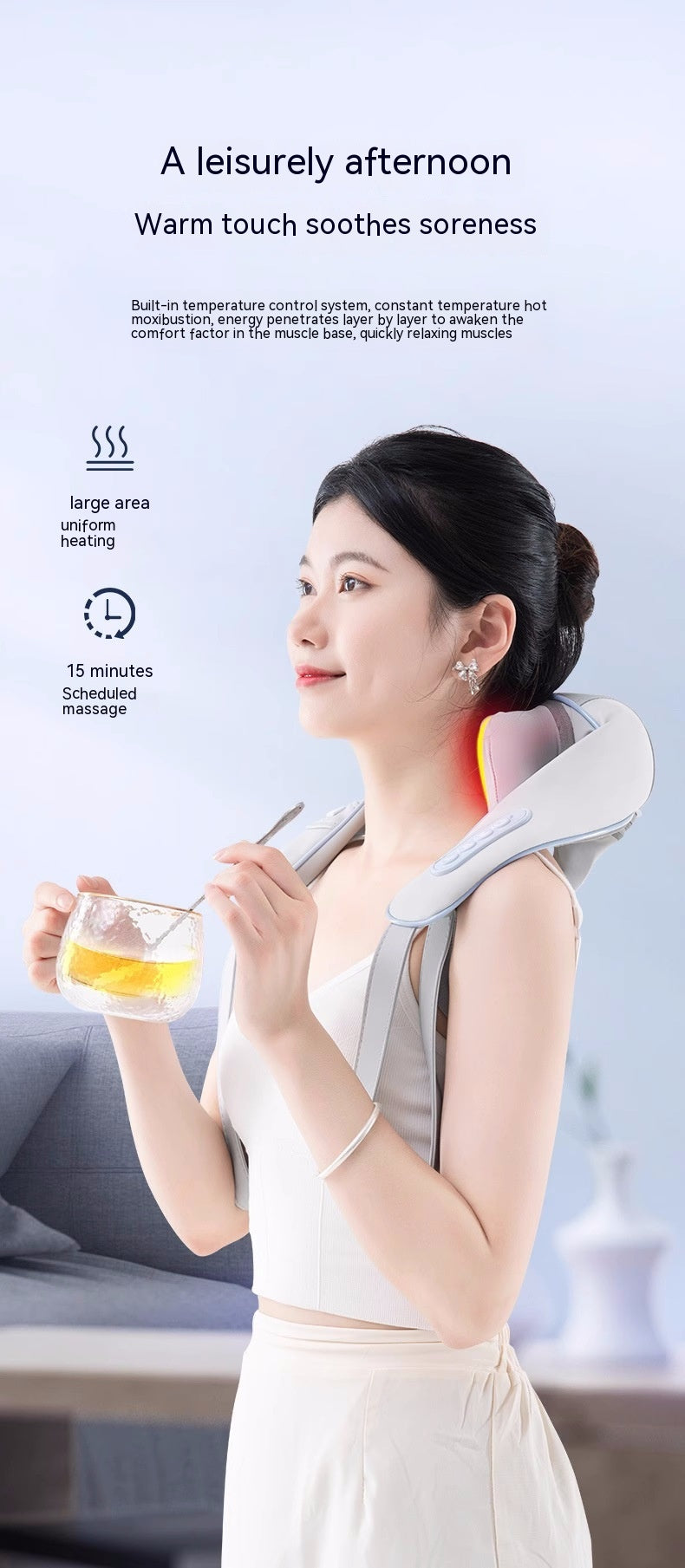 Cervical Oblique Muscle Massager Shoulder Hot Compress Rechargeable Massage Shawl Neck