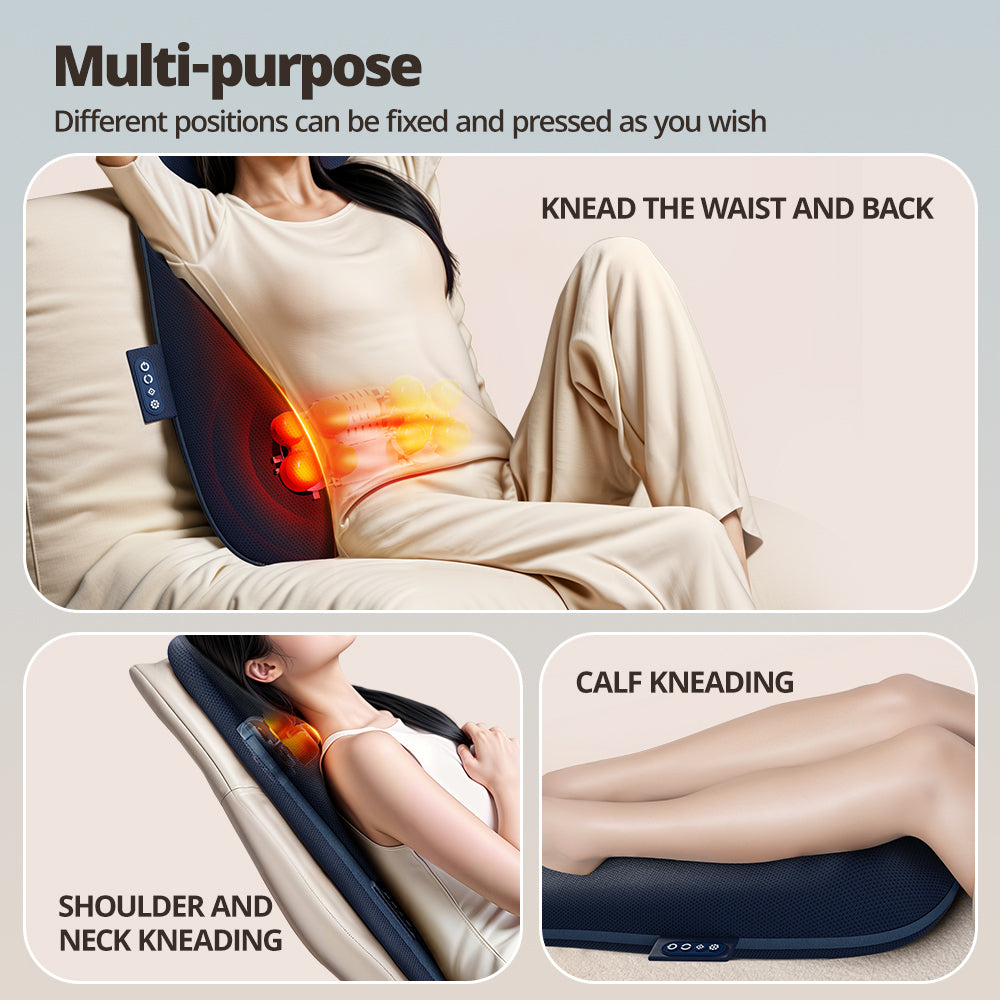 Walking Massage Lumbar Support Pillow Heat Therapy, Shiatsu Back Massager For Pain Relief, Portable Office Chair Cushion With Auto Timer, Ideal Gift For Home Car Use
