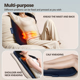 Walking Massage Lumbar Support Pillow Heat Therapy, Shiatsu Back Massager For Pain Relief, Portable Office Chair Cushion With Auto Timer, Ideal Gift For Home Car Use