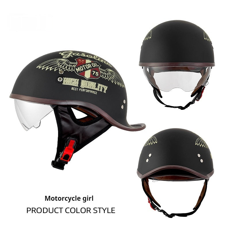 Electric Bicycle Retro Motorcycle Rocker Tail Half Helmet