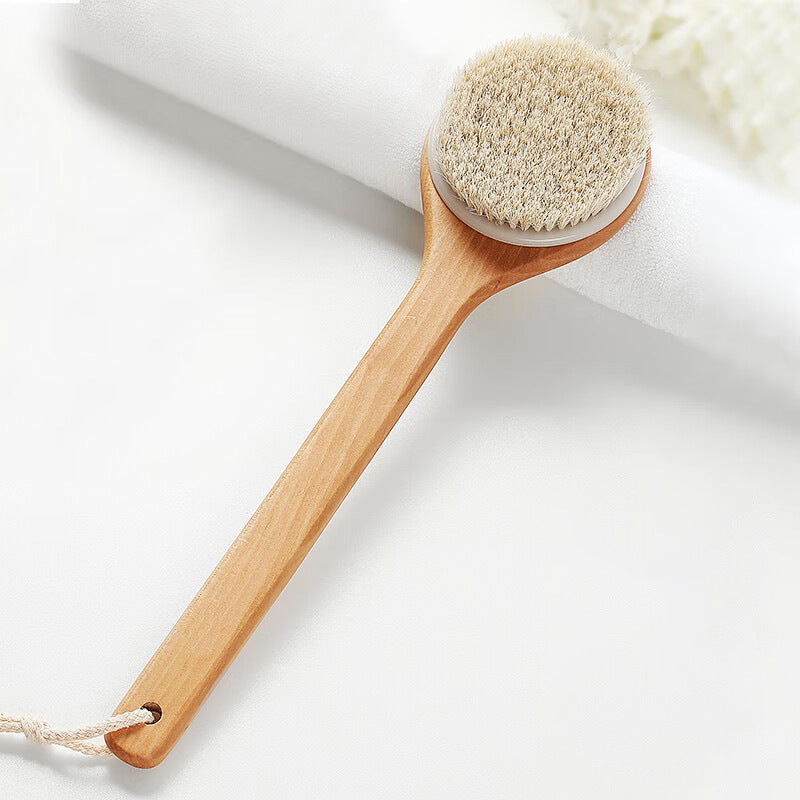 Long Handle Pig Bristle Wooden Soft Fur Bath Brush