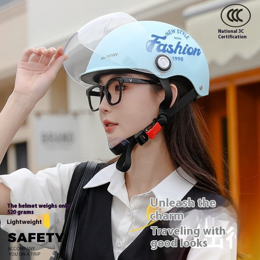 Women's Four Seasons Universal Battery Car Half Helmet