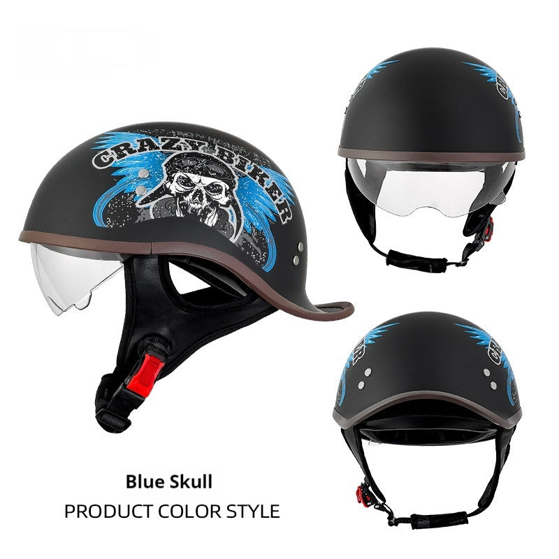 Electric Bicycle Retro Motorcycle Rocker Tail Half Helmet