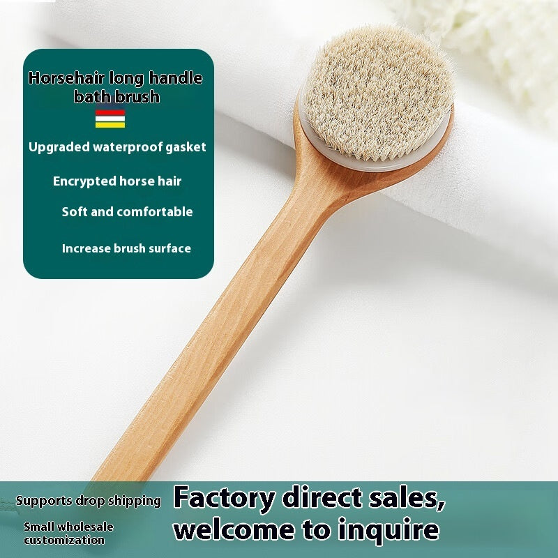 Long Handle Pig Bristle Wooden Soft Fur Bath Brush