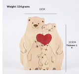 Cross-border Custom DIY Solid Wood Cute Bear Family Puzzle Wooden Engraved Surname Name Memorial Ornament