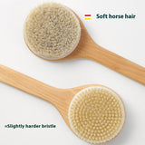 Long Handle Pig Bristle Wooden Soft Fur Bath Brush