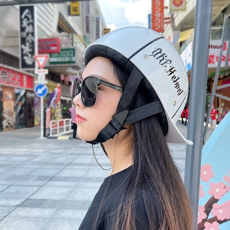 Retro Helmet Electric Car Female Large Hat Battery Car Riding Helmet Universal