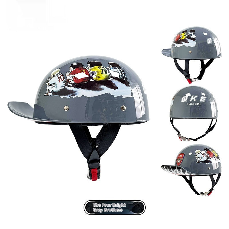Retro Helmet Electric Car Female Large Hat Battery Car Riding Helmet Universal