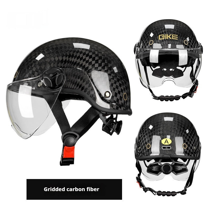 Carbon Fiber Half Helmet Electric Car Motorcycle Motorcycle Summer Men And Women Riding Helmet 3C