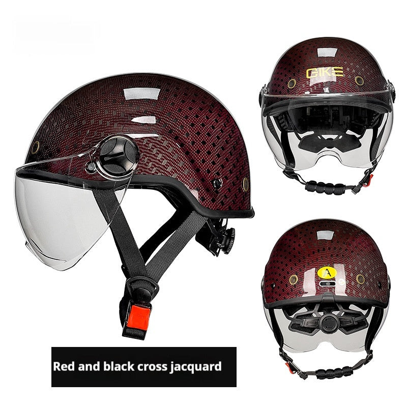 Carbon Fiber Half Helmet Electric Car Motorcycle Motorcycle Summer Men And Women Riding Helmet 3C