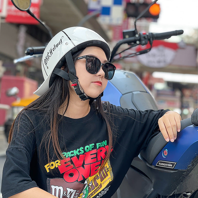 Retro Helmet Electric Car Female Large Hat Battery Car Riding Helmet Universal