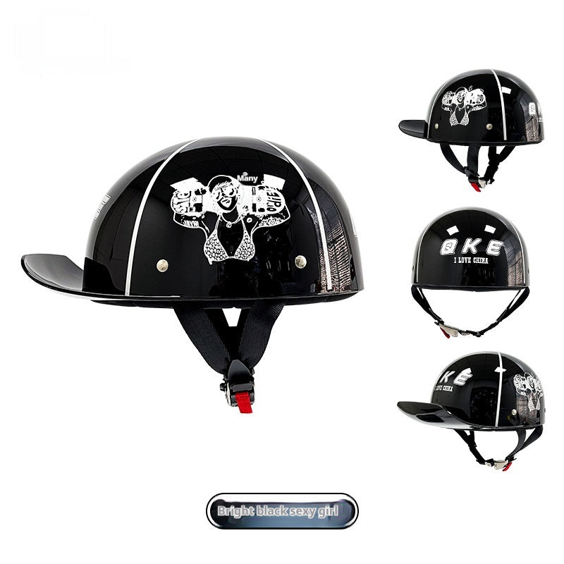 Retro Helmet Electric Car Female Large Hat Battery Car Riding Helmet Universal