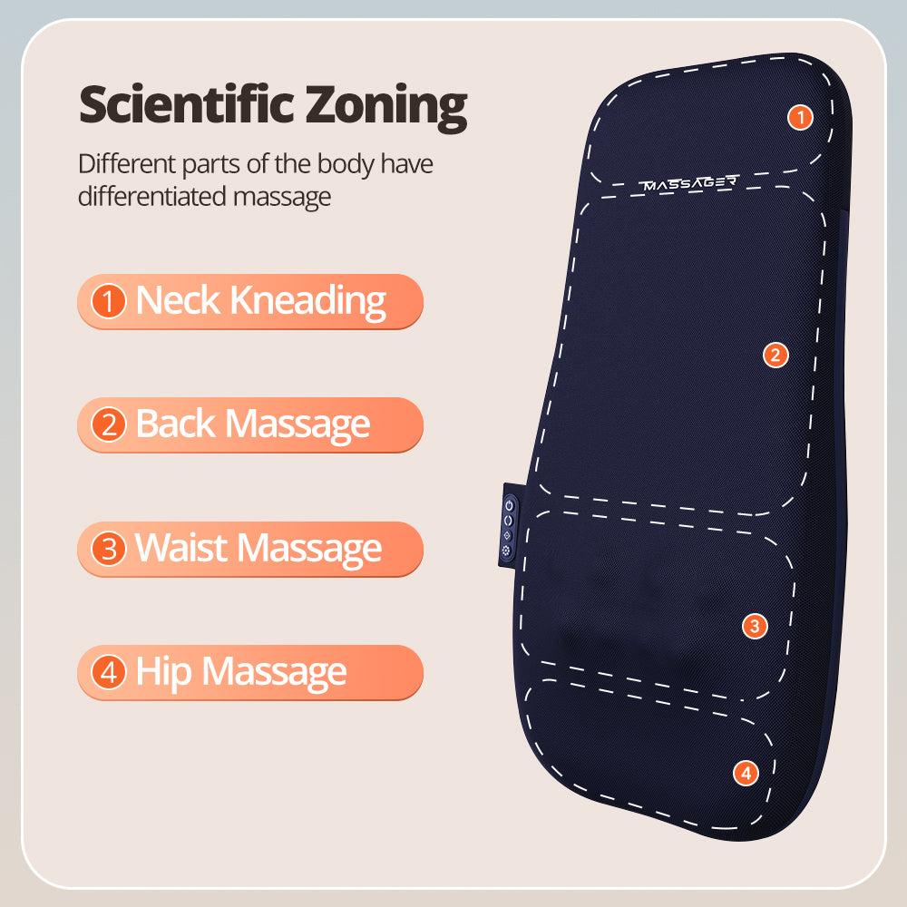 Walking Massage Lumbar Support Pillow Heat Therapy, Shiatsu Back Massager For Pain Relief, Portable Office Chair Cushion With Auto Timer, Ideal Gift For Home Car Use