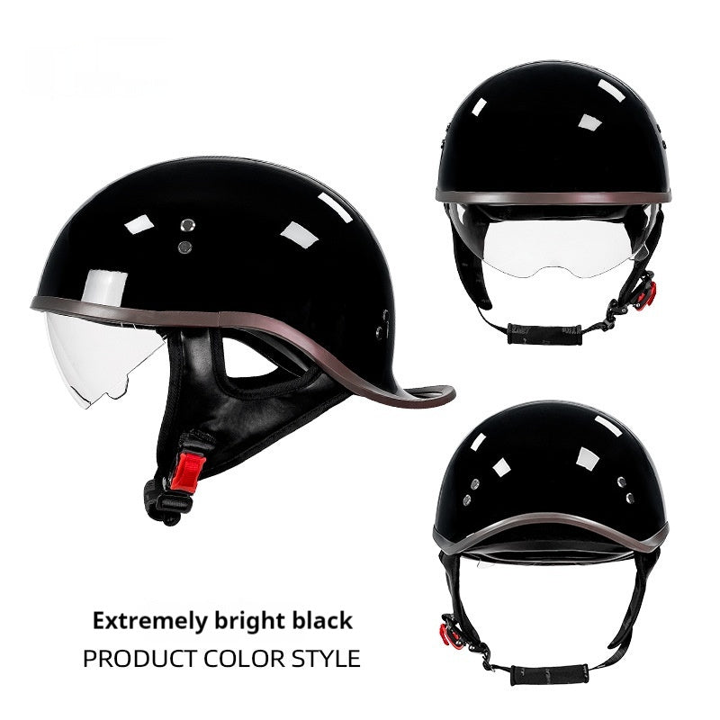Electric Bicycle Retro Motorcycle Rocker Tail Half Helmet
