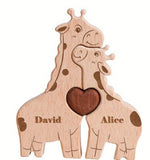 Cross-border Custom DIY Solid Wood Cute Bear Family Puzzle Wooden Engraved Surname Name Memorial Ornament