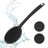 Silicone Back Massage Bath Brush Suitable For Shower Washcloth Belt Long Handle Double-sided