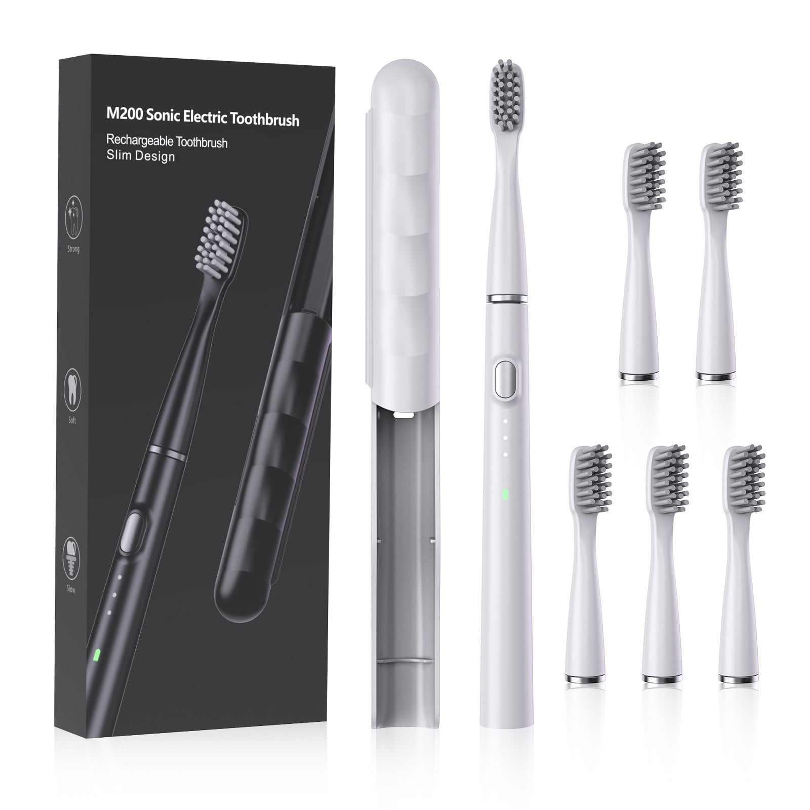 Compact And Portable Electric Toothbrush With 6 Brush Heads
