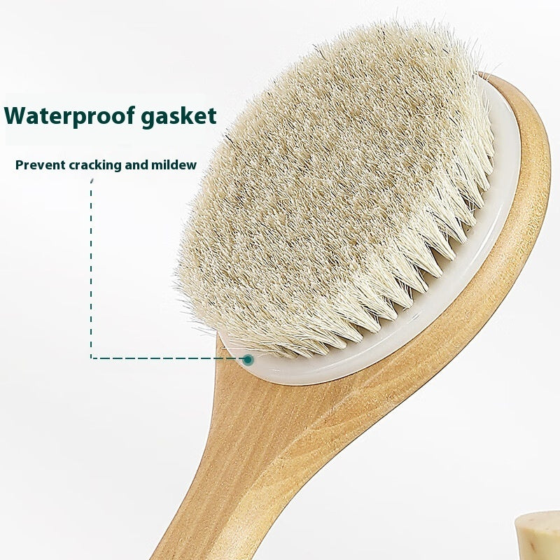 Long Handle Pig Bristle Wooden Soft Fur Bath Brush