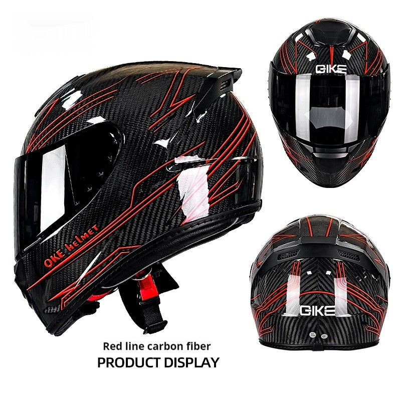 Carbon Fiber Motorcycle Helmet Motorcycle Personality Lightweight Full Cover Type