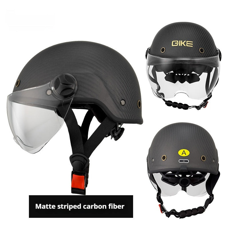 Carbon Fiber Half Helmet Electric Car Motorcycle Motorcycle Summer Men And Women Riding Helmet 3C