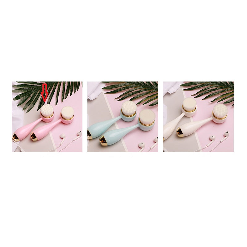 Silicone Manual Golden Circle Small Bowling Double Head Facial Brush