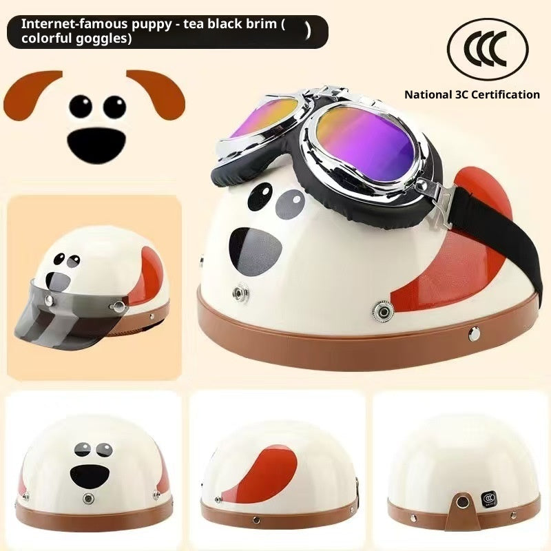 Electric Car Four Seasons Universal Men's Cute Warm Helmet