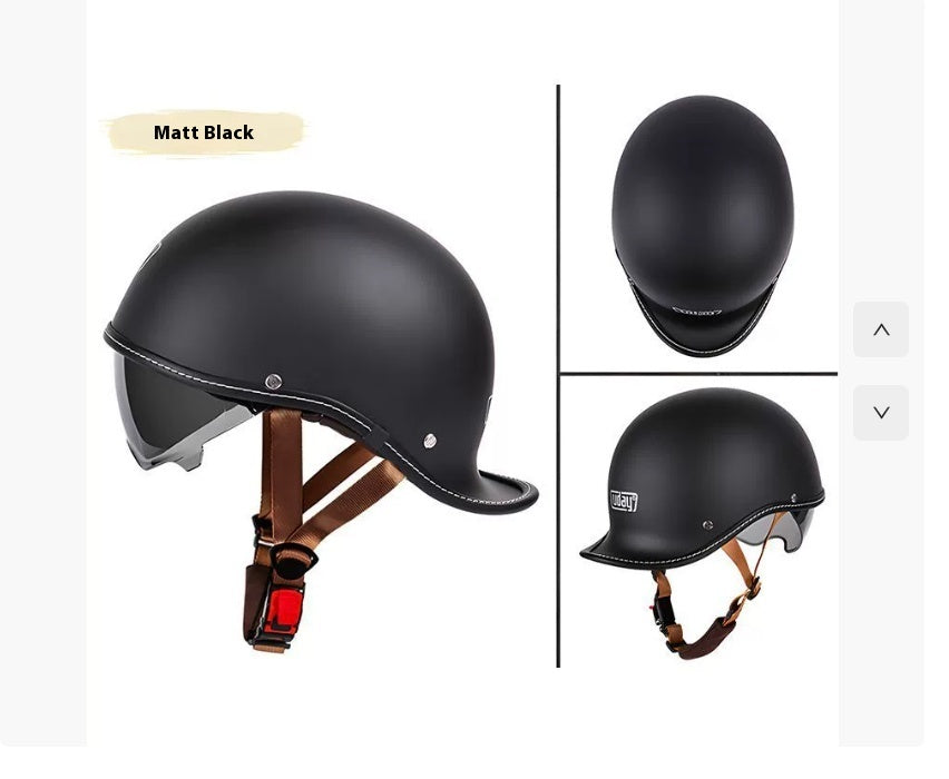 Electric Bicycle Retro Motorcycle Rocker Tail Half Helmet